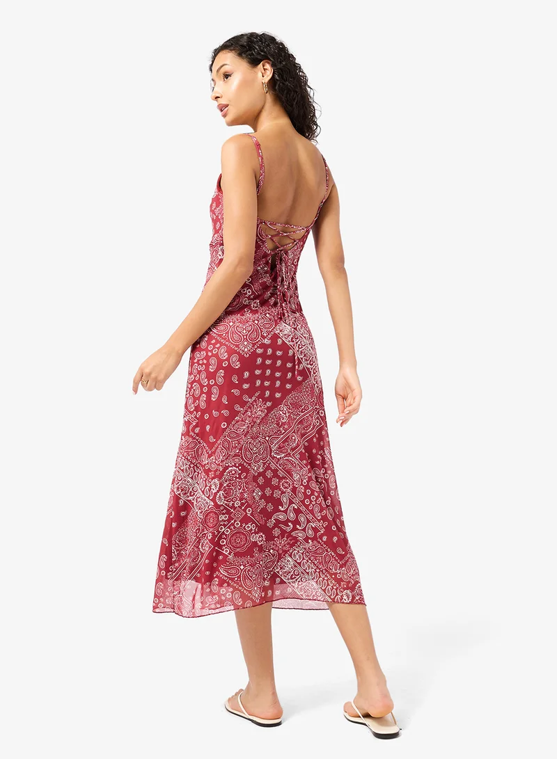 Ginger Strappy Paisely A Line Dress